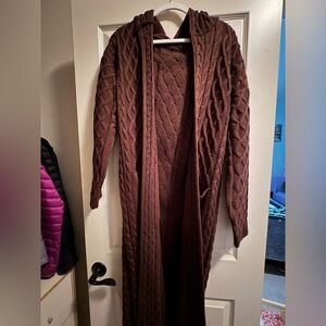 Brown Cable Knit Cardigan